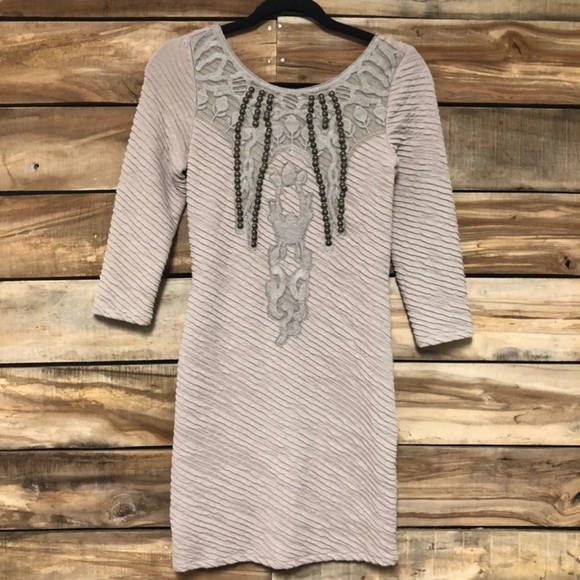 Free People Dresses & Skirts - Tan beaded dress urban outfitters free people